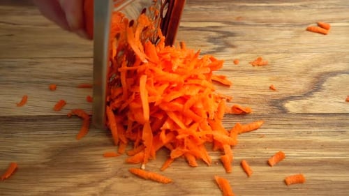 Shredding a Carrot with a Metal Grater