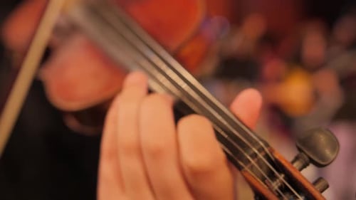 Unbekannter männlicher Cellist spielt Cello auf der Bühne.
Konzert