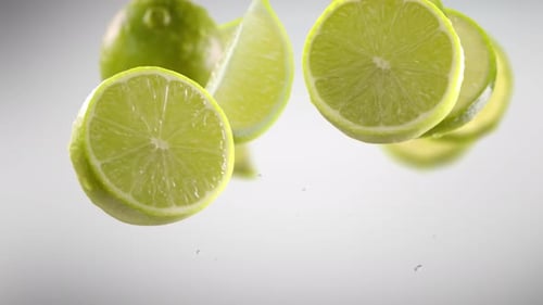 Falling Limes and Water Splashes with Alpha Channel