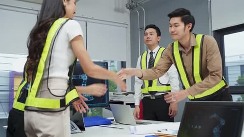 Young businesspeople group have discussion meeting brainstorming and working in office workplace.