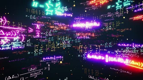 Futuristic Neon Mathematical Formulas Digital Background