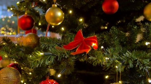 Green Artificial Decorated Christmas Tree at Home