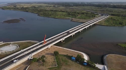 Aerial view, the new bridge of Kretek 2. The bridge that has the Keris icon. The southern causeway o