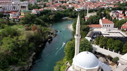Boat on the Neretva River in Mostar