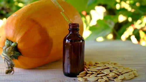 Pumpkin Seed Oil in a Bottle