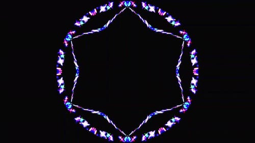 black background. For show, colorful bright ornaments. round shape