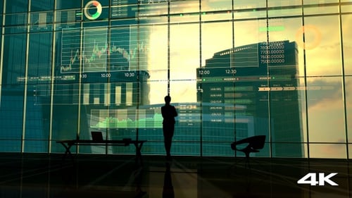 Futuristic Business Data Display Interface Animation