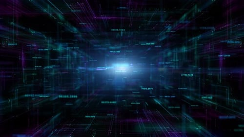 Futuristic Digital Tunnel Numbers Logo Reveal Animation