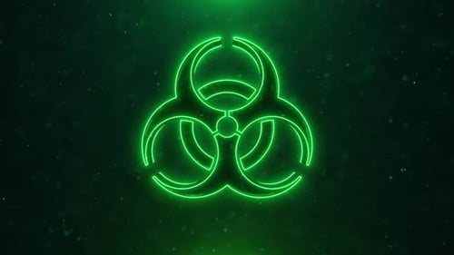 Rotating Biohazard Symbol Neon Glow Animation