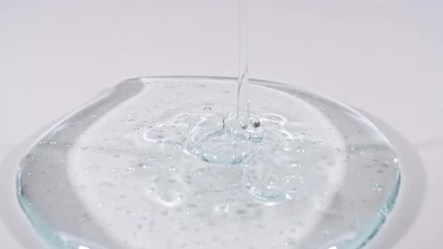 Viscous Blue Liquid Flows and Collects