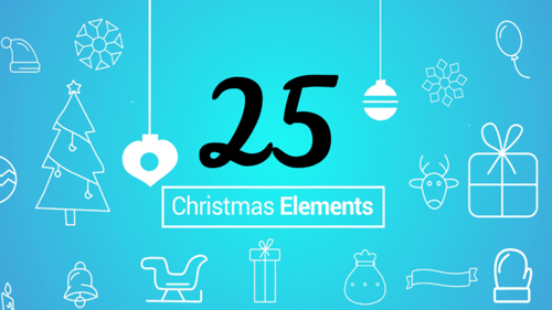 Animated Christmas Elements: Line Art Icons Collection
