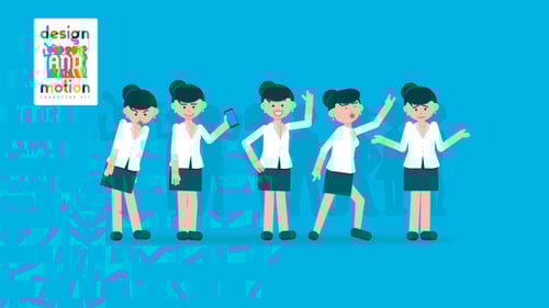 Animated Female Executive Character with Varied Action Loops