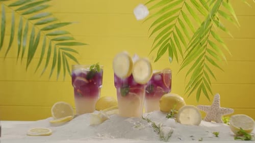 Refreshing Summer Drinks on a Sandy Beach