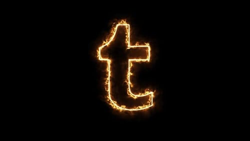 Fiery Energy Outline Letter T Text Reveal