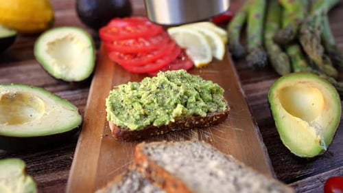 Avocado Toast Preparation with Fresh Organic Ingredients