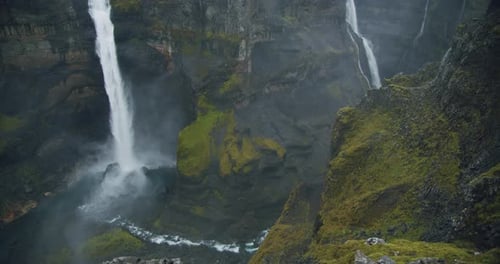Most Beautiful Haifoss Waterfall in Iceland Highland