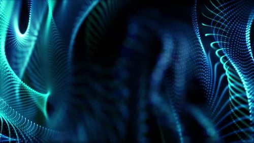 Glowing Blue Fluid Particle Waves Abstract Digital Background