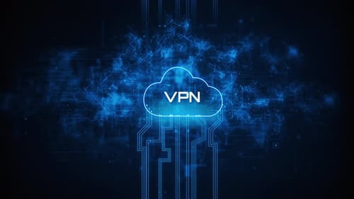 Futuristic VPN Cloud Network Digital Connection Animation