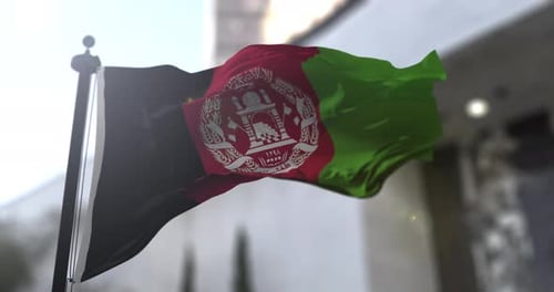 Realistic Waving Afghanistan Flag with Sunlight Effect