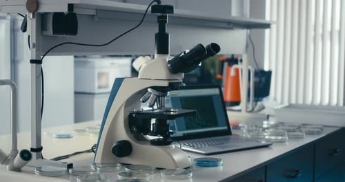Microscope in Bright Laboratory Setting