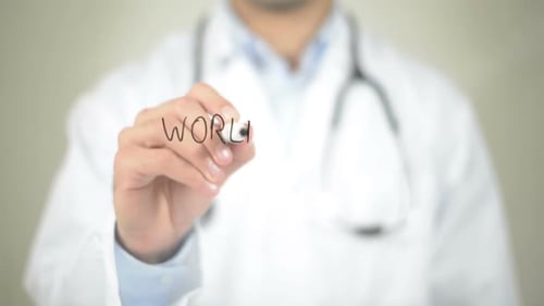 Doctor Writes 'World Health Organization'