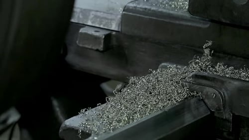 Metal Lathe Cutting Process Close Up