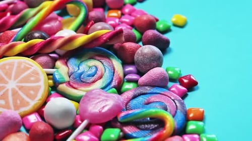 Vielzahl von Süßigkeiten, Lutscher, Süßigkeiten, Marshmallows usw.