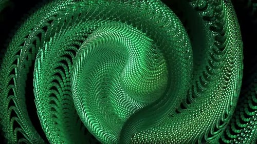 Abstract Green Spinning Particles