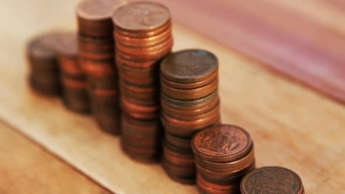 Close-up of stack of coins