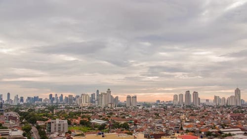 Timelapse of Jakarta City Panorama Early in the Morning