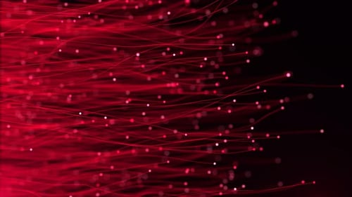 Red Abstract Wavy Lines and Particles Background