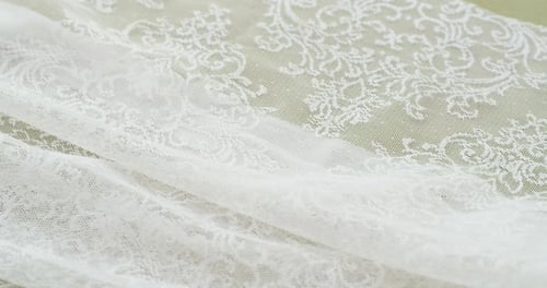 Elegant White Lace Fabric Close Up