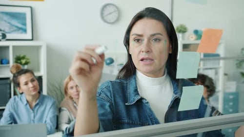 Woman Leads Team Brainstorming in Office