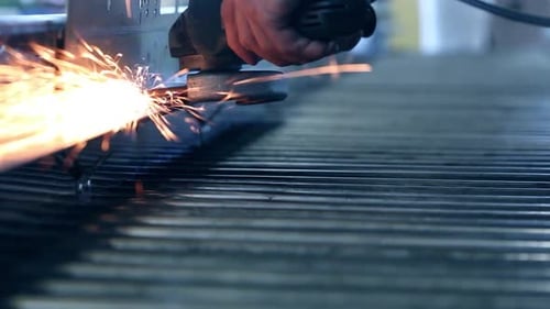 Sparks From Grinder at Workshop