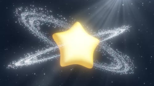 Glowing Star with Glitter Particle Trails Animation