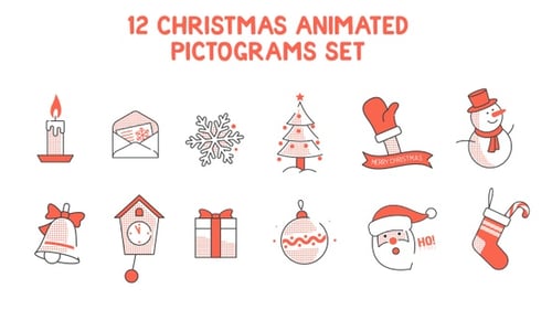 Animated Flat Design Christmas Icon Set