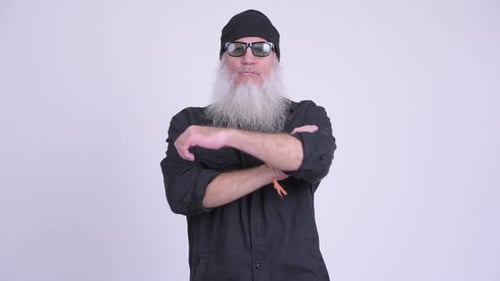 Adult With Long Gray Beard Posing