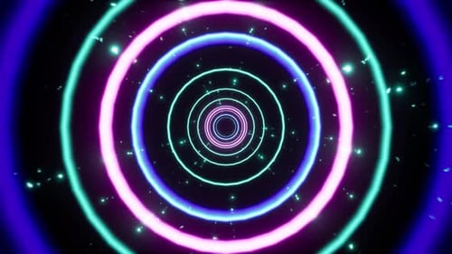 Abstract Glowing Circle Tunnel 4K 01