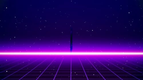 Retro Neon Grid and Rotating Triangle Loop Background