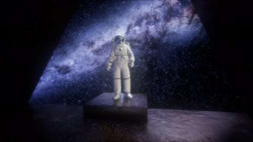 Astronaut on Space Base in Deep Space