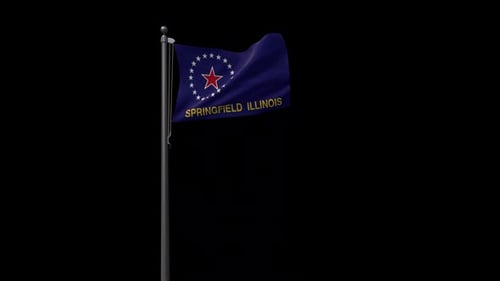 Springfield Illinois City Flag Waving on Flagpole
