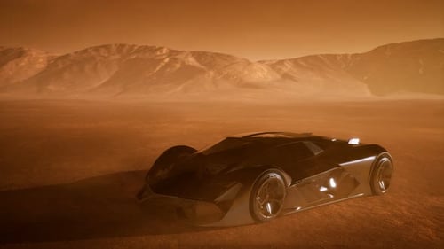 Supercar at Sunset in Desert
