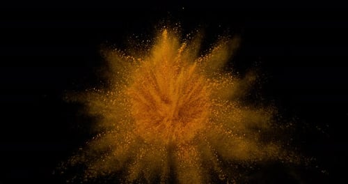 Turmeric, curcuma longa, Powder falling against Black Background, Indian Spice, Slow Motion 4K