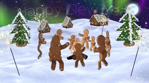 Happy New Year - Gingerbread Village Party - Bonfire Dance Loop