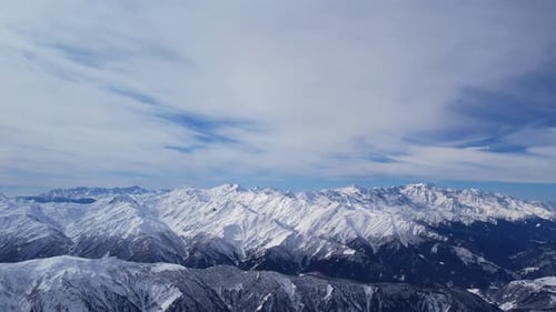 Winter drone flight over Mestia`s mountains in gerorgia.
Tetnuldi Ski Resort next to Tetnuldi Peak