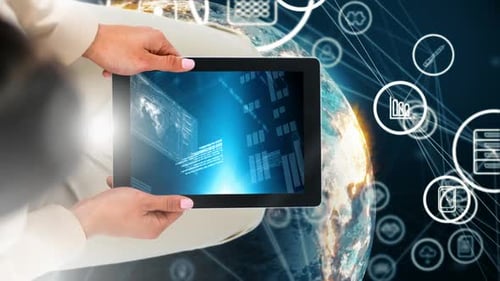 Digital Data Network Display on Tablet Screen