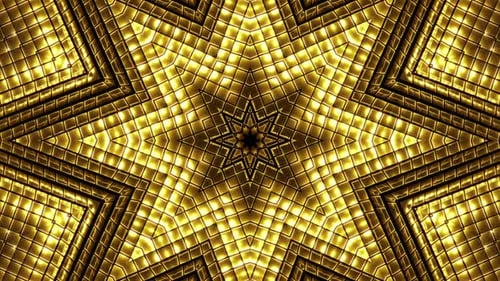 Shining Golden Star Kaleidoscope Pattern Abstract Background