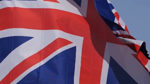 United Kingdom Flag Waving in the Wind