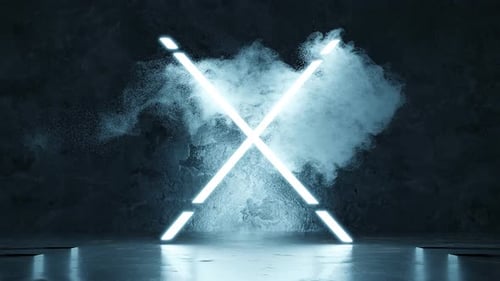 Neon X Shape Glowing Light Particle Reveal