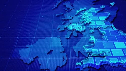 Digital UK and Ireland Map Data Network Background